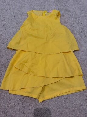 Girls Yellow Tiered Shorts Set